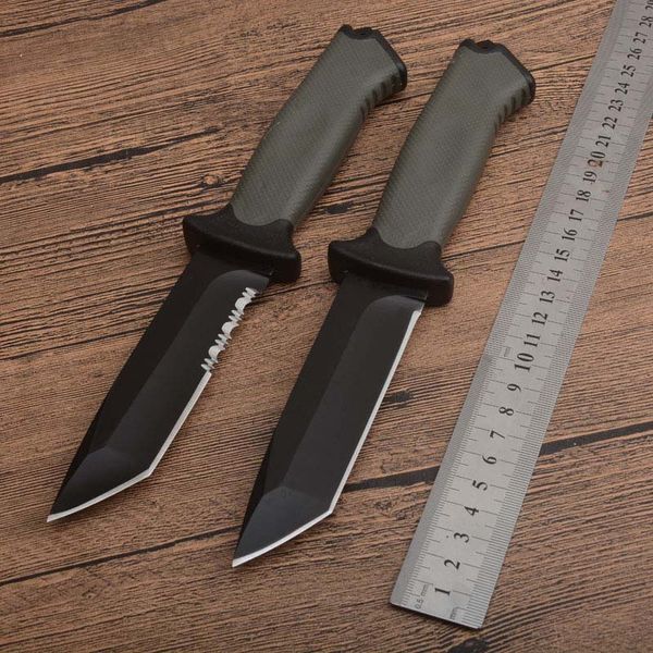 1 шт. Высокое качество Открытое Выживание Прямой Нож 12C27 Tanto Point Black Blade Full Tang Frn Ручка Кемпинг Пешие прогулки Спасательные Ножи с Kydex