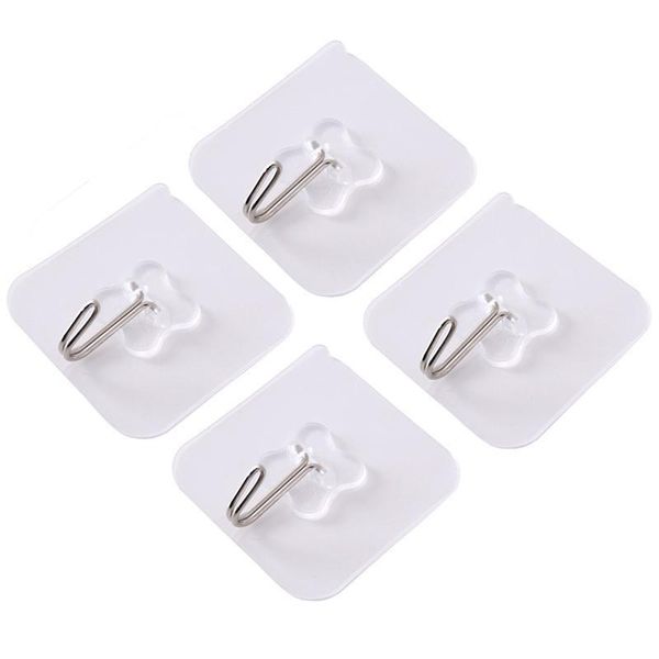 

4/8/10 pcs wall hooks transparent reusable seamless waterproof self adhesive for home bathroom kitchen(random style) & rails
