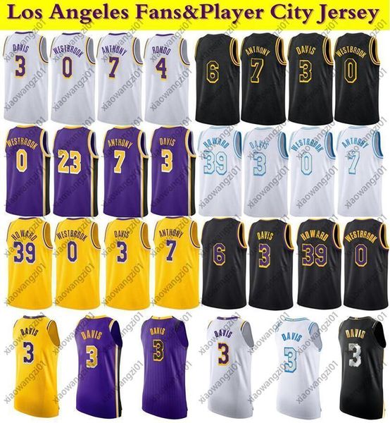 

sale basketball jersey carmelo anthony #7 davis #3 russell westbrook #0 rondo #4 james #6 howard #39 2021-22 city jerseys men s-6xl, Blue;black