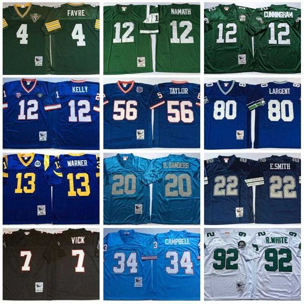 

ncaa all jim kelly jersey brett favre steve largent lawrence taylor randall cunningham reggie white michael vick barry sanders earl campbell, Black