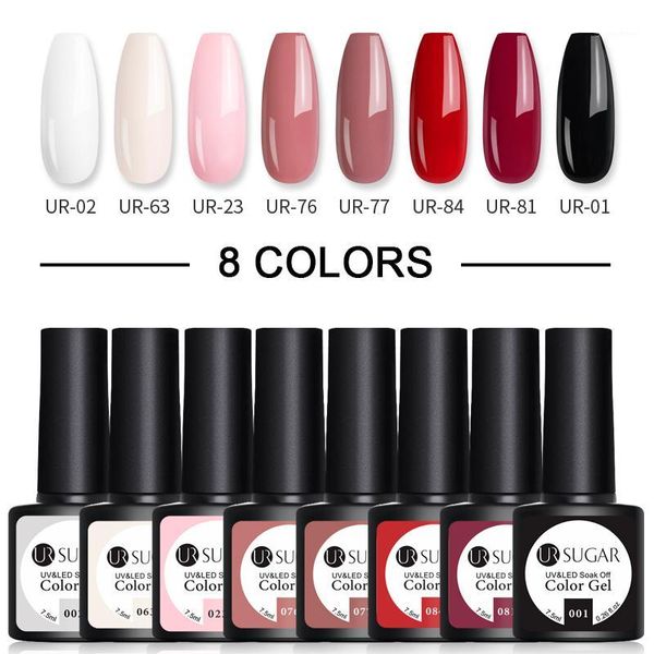 

sugar 6/8/10 colors gel nail glitter polish set kits for nails semi permanent soak off varnish uv set1, Red;pink