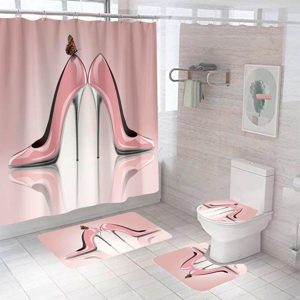 

shower curtains home decor waterproof curtain set with 12 hooks toilet covers bath mat bathroom non-slip rug polyester fabric washable