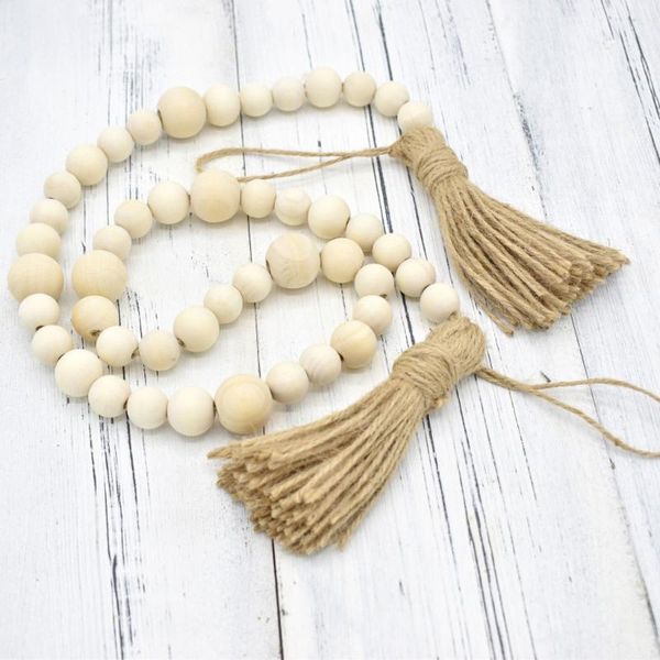 

decorative objects & figurines wood bead garland with tassels european farmhouse country rustic hanging ornament diy home beads vintage kids