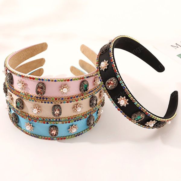 Mulheres meninas strass flor de pedra liso cabelo headband acessórios de cabelo adulto