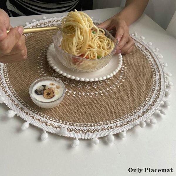 

mats & pads jute non slip round woven accessories cup bowl heat insulation dining table hand-woven double-sided usable nordic style