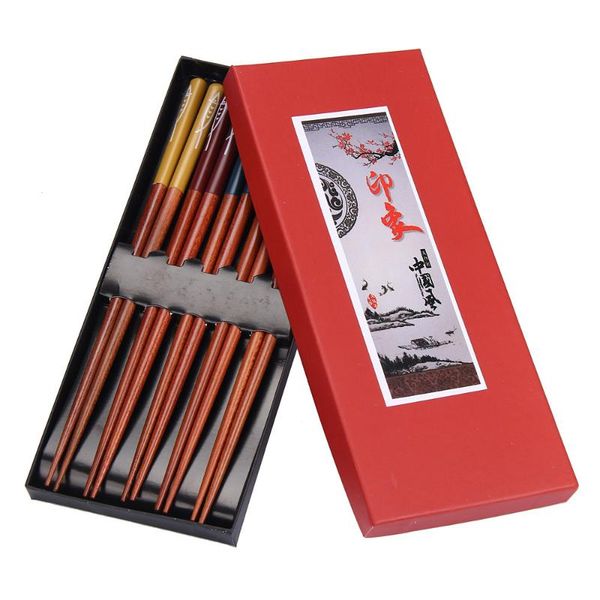 

chopsticks 5 pairs japanese natural beech wood chinese set handmade gift pack wooden tableware bamboo