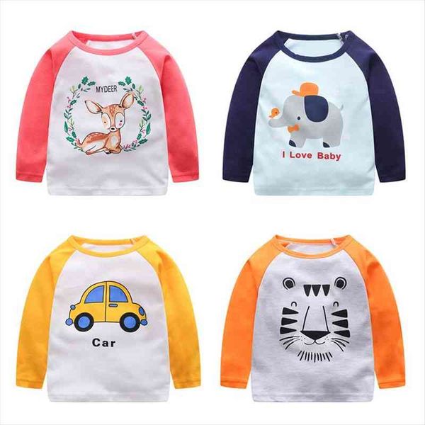 

spring t shirts for girls long sleeve girl cartoon boys shirt cotton children baby tees, Blue