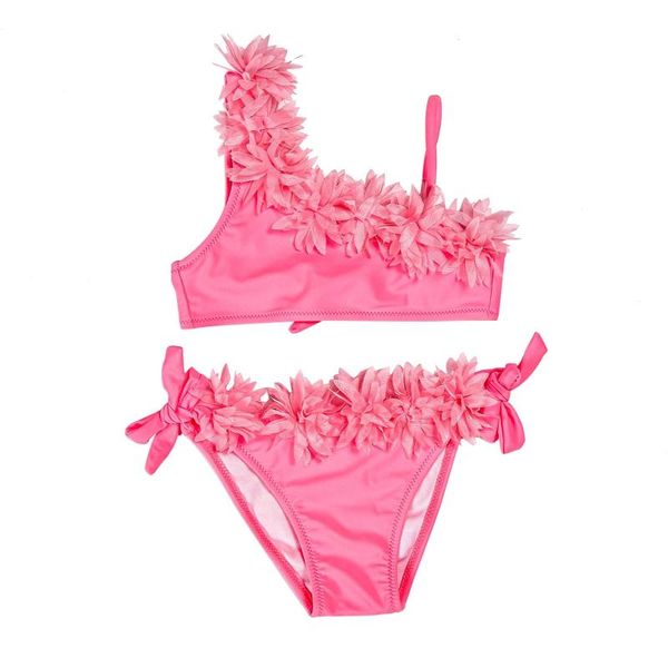 

children's swimwear two piece flamingo swimsuit for girls toddler kids baby floral bikini beachwear clothing one-pieces, Black