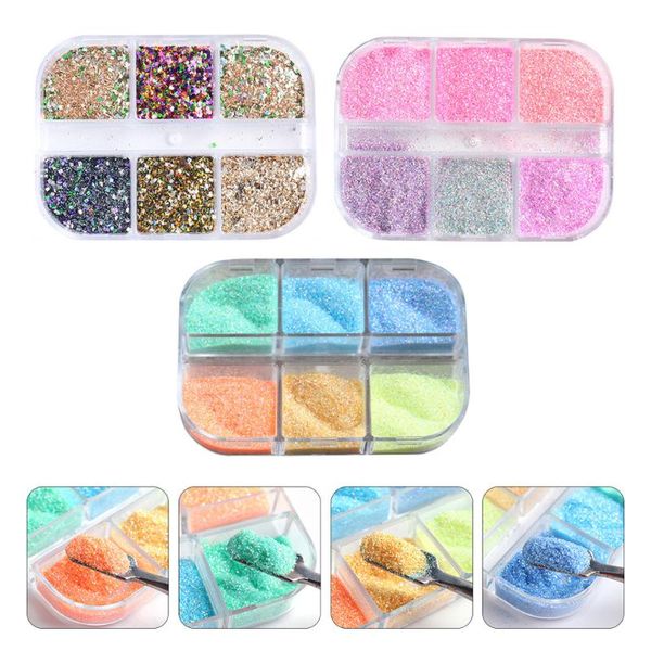 

nail glitter 3 boxes fingernail decorative powder manicures diy, Silver;gold