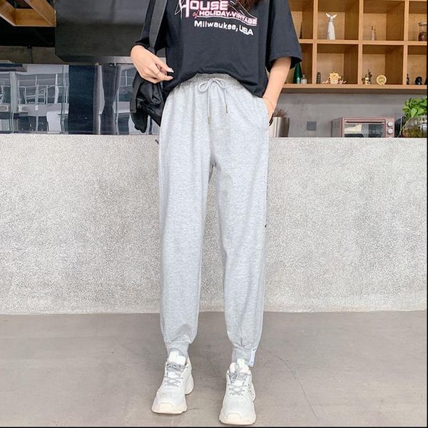 

high waist women capris harem pants all match loose casual sweatpants summer korean style streetwear trousers woman, Black;white