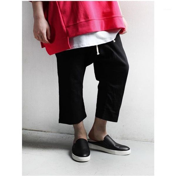 

men's pants fashion trend patchwork casual loose wide leg versatile leggings large size harlan, Black