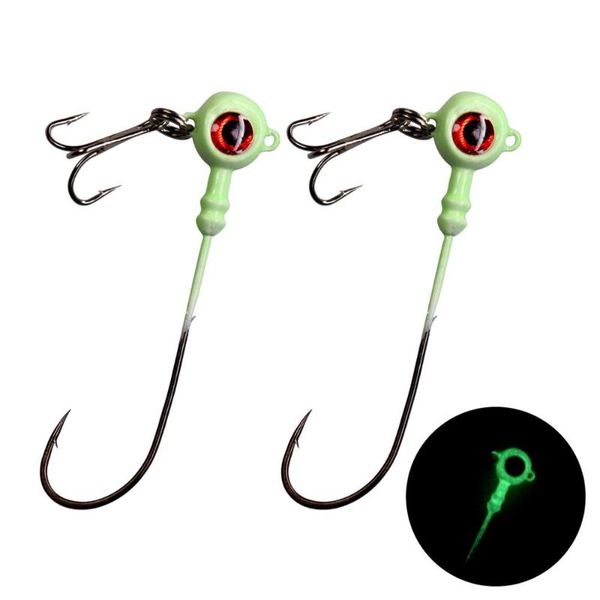 

fishing hooks 5pcs/lot luminous jig heads 5g 6g 7.5g 10g crank head hook carbon steel fishhook for soft worm lure