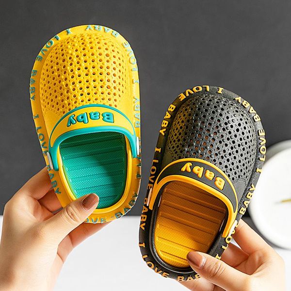 

summer children' slippers for boys girls toddler pvc soft home bathroom flip flops kids non-slip beach sandals slipper, Black;grey