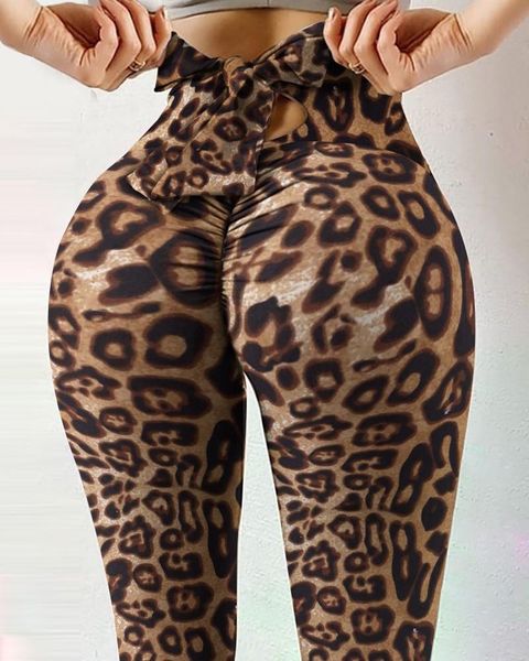 

[you're my secret] fashion bow-knot legging goth leopard digital printed women leggings push up high spandex wasit trousers women', Black