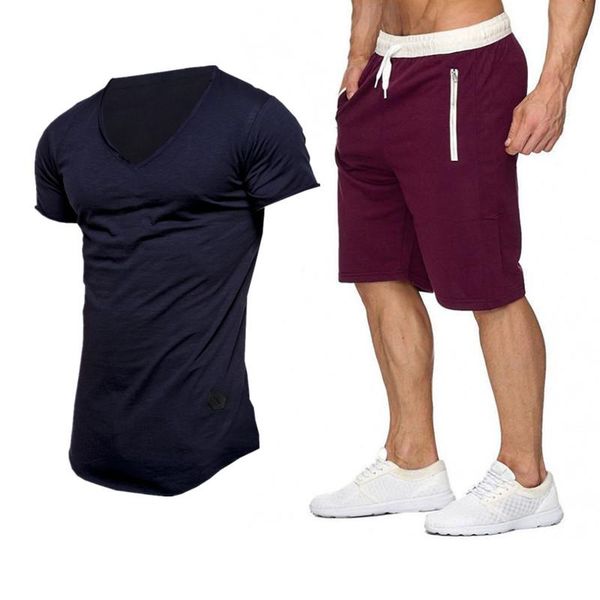 

men's tracksuits 2021 gym quick-drying running shirt short-sleeve fitness sportswear men suit, Gray