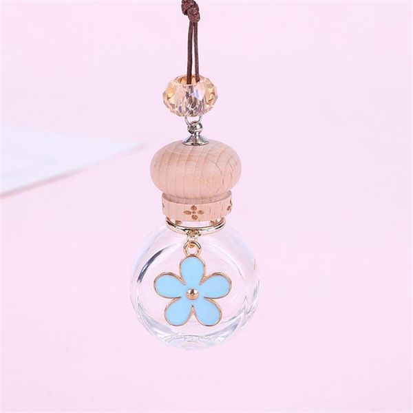 

storage bottles & jars 12ml clear glass perfume bottle wooden lid empty flower automotive rearview mirror ornament car decorations