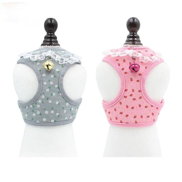 

dog collars & leashes spring/summer small breast sling bell bowknot leash breathable mesh pet