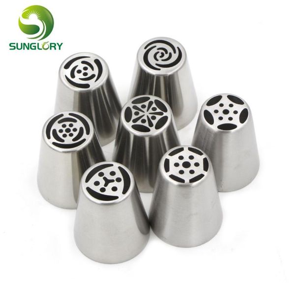 

baking & pastry tools 7pcs stainless steel russian tulip nozzles fondant icing piping tips set cake decorating rose flower shaped