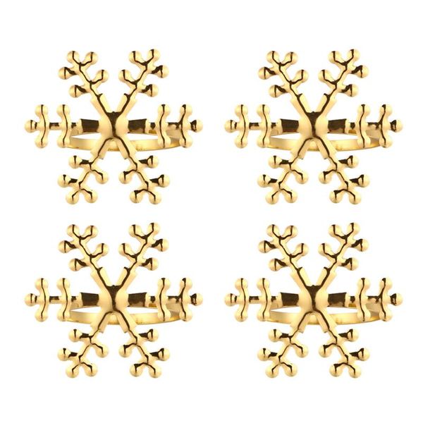 

napkin rings 4pcs christmas snowflake shape holders for home (golden)