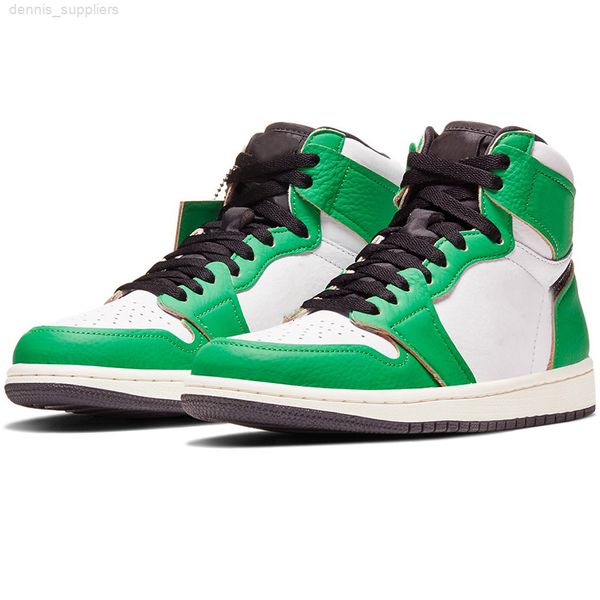 

new designer wmns jumpman high 1 1s og women basketball shoes lucky green white men trainer sports sneakers db4612-300 with box