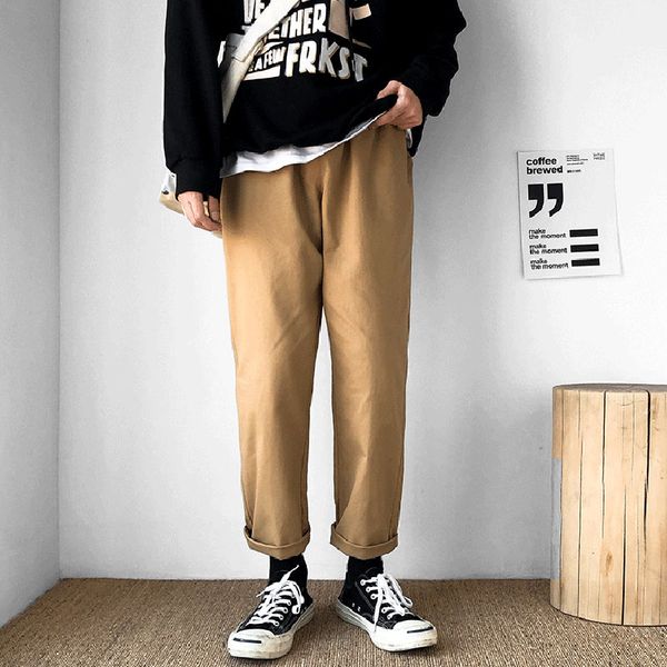 

men casual pants oversized 3xl baggy straight trousers embroidery high street teenager vintage cozy hipsters streetwear cargo, Black