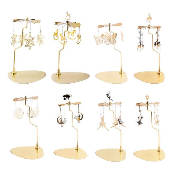 

candle holders gold candlesticks rotating romantic rotation carrousel tea light stainless steel holder wedding bar party decor