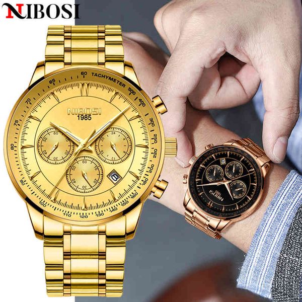 

nibosi watch brand luxury business wristwatch chronograph sport fashion watches men waterproof clock relogio feminino, Slivery;brown