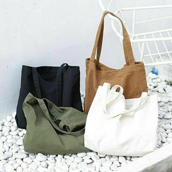 

women girls shopping bag canvas large tote shopper satchel beach shoulder handbag bags
