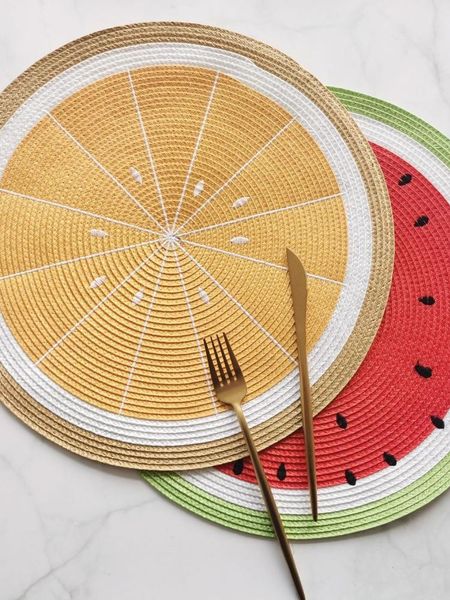 

mats & pads pp woven anti- western table mat heat insulation ins watermelon and embroidered