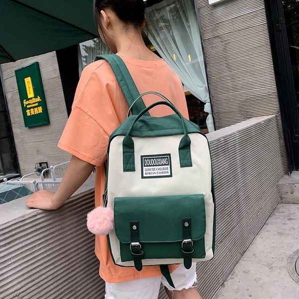 

duffel bags litthing women nylon backpack candy color waterproof school for teenagers girls patchwork female rucksack 2021