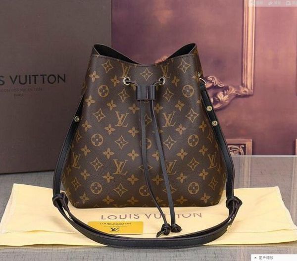 

1- 3 designers neonoe bucket bag fashion women's bags old flower purses women tote brand letter leather shoulder crossbody baglv&, Red;black