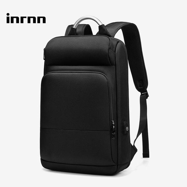 

backpack inrnn business slim men 15.6 inch lapbackpacks male waterproof travel bag usb charging office work mochila