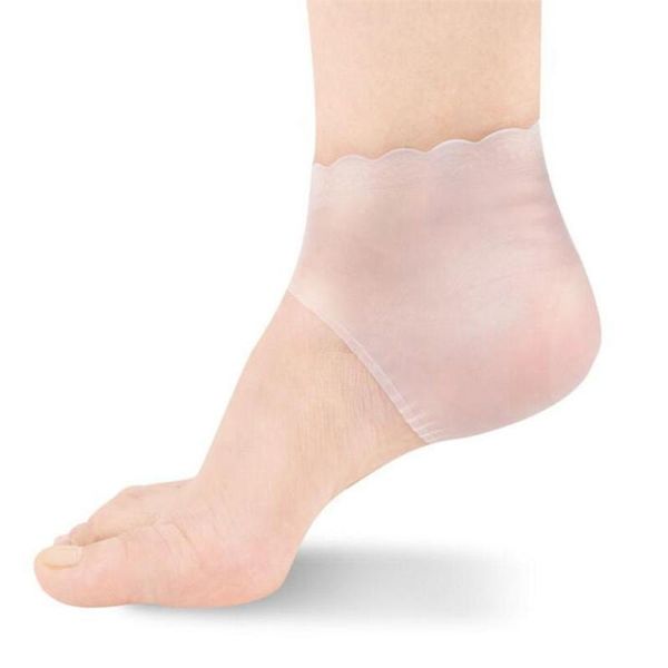 

men's socks 2pcs silicone feet care moisturizing gel heel thin with hole cracked foot skin protectors tool, Black