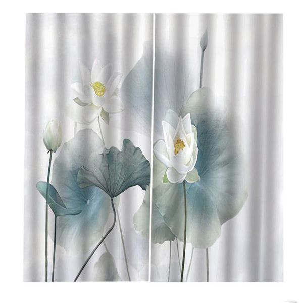 

clear and simple chinese style lotus leaf curtain for living room bedroom custom any size & drapes