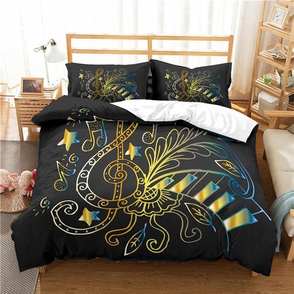 

luxury 3d musical note printed bedding set 2/3pcs comfortable duvet cover pillowcases home textile  and king eu/us/au size sets
