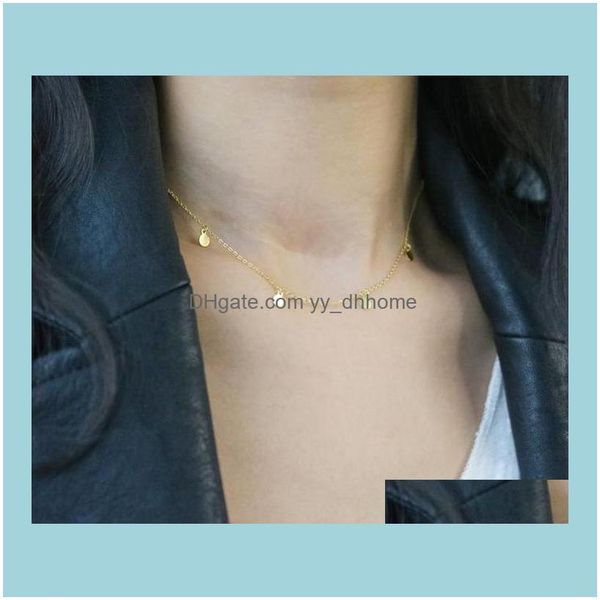 

necklaces & pendants jewelrytiny disk choker 100% 925 sterling sier coin necklace layering minimal femme collier women jewelry chokers drop, Golden;silver