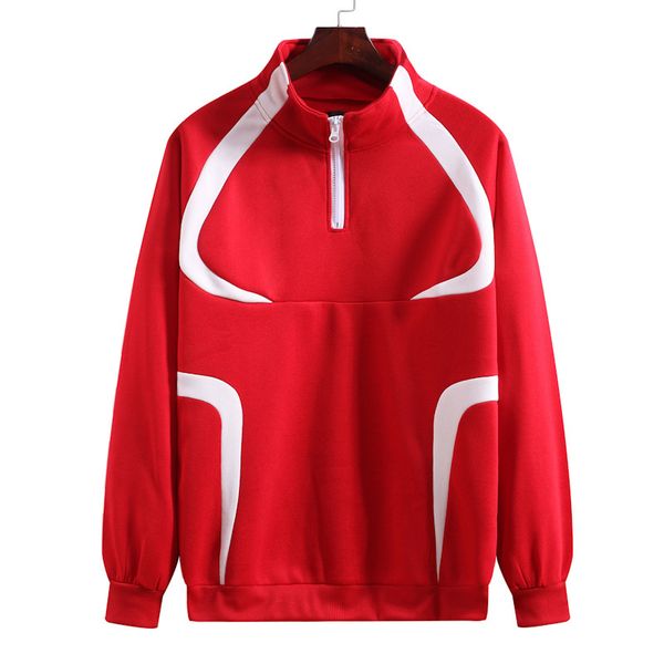 

Fashion Fleece Autumn Men's Fashion Leisure Splicing Pullover Large Size Sweater 9785 Hoodies, Red