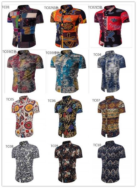 

large men's short sleeve shirt fashion printed british 12 color casual shirts, White;black