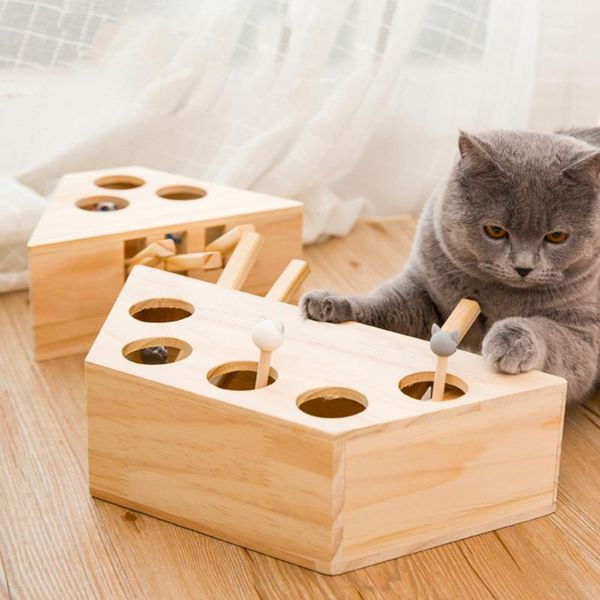 

1pc cat toy creative wooden durable premium funny whack mole mouse for pets whac-a-mole kitty toys present