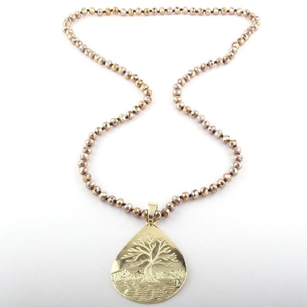 

pendant necklaces moodpc fashion bohemian tribal jewelry glass crystal knotted metal drop for women necklace, Silver