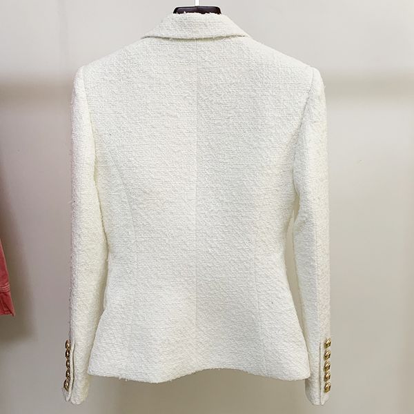 

womens high street est fall winter fashion designer jacket womens double breasted lion buttons tweed blazer, White;black