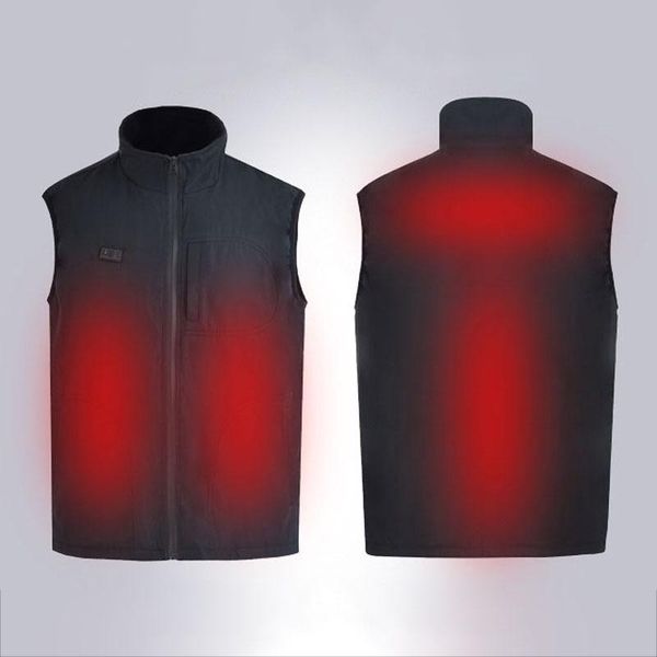 

winter warmer intelligent electric heating double control vest anti-cold stand collar vesthf back support, Black;blue