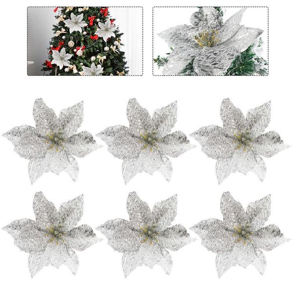 

12pcs christmas fake flower simulation decoration xmas tree decor decorative flowers & wreaths