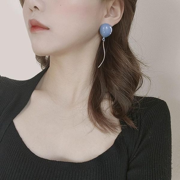 

dangle & chandelier 2021 fashion cute blue pink metal balloon tassel drop earrings whimsy present long ear jewelry party girl, Silver