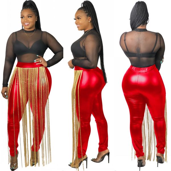 

es gold tassels pu feather ny stunning party nightclub bar lady fashionable tight pants bright trousers autumn winter, Blue