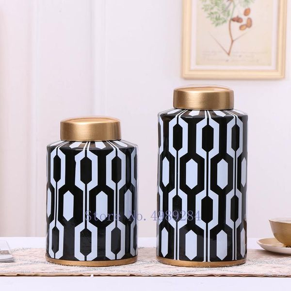 

vases geometry ceramic vase abstract with cover storage jar retro modern home organization decoration flower wedding