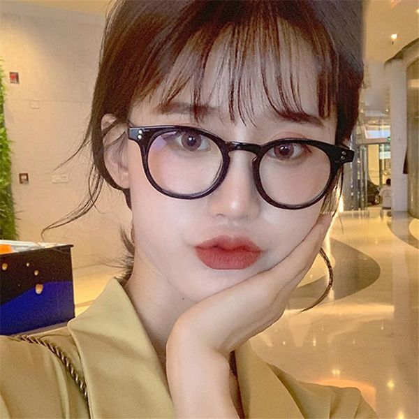 

retro anti blue ray computer glasses women round eye glass men light blocking fashion eyewear optical frames sunglasses, Black