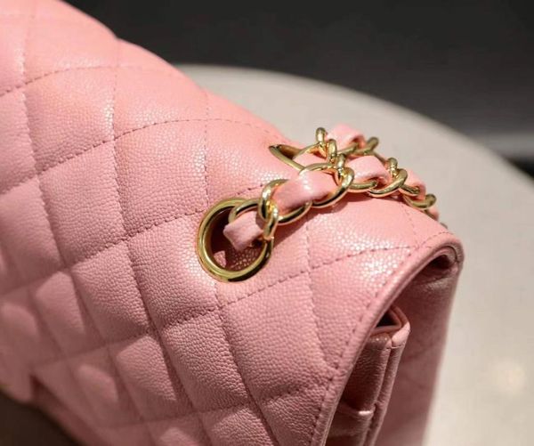 

evening bags 2021 spring and summer color pearl powder caviar leather women's shoulder messenger bag