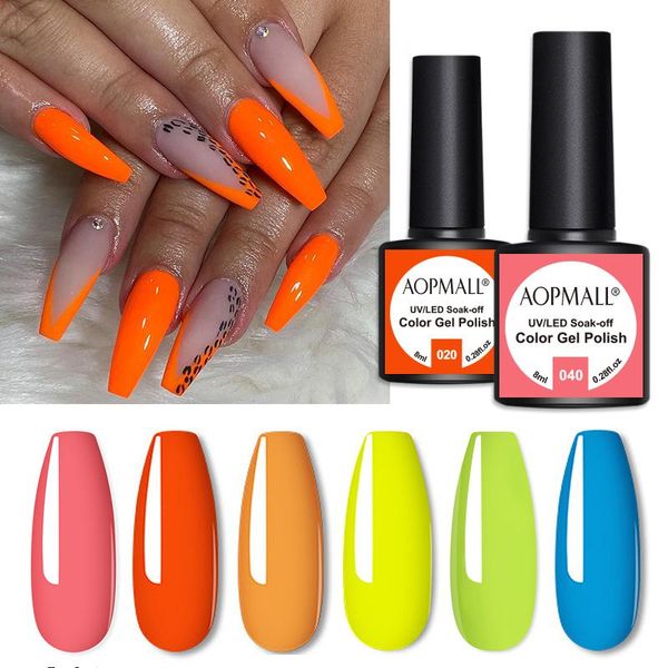 

aopmallÂ® 6 pcs uv / led lamp 8ml nail art gel polish kit, Red;pink