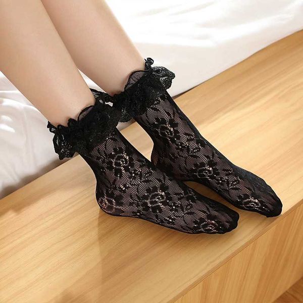 

ita lace medium tube stockings cosplay an medium tube stockings korea cute soft sister lace stockings 211201, Black;white